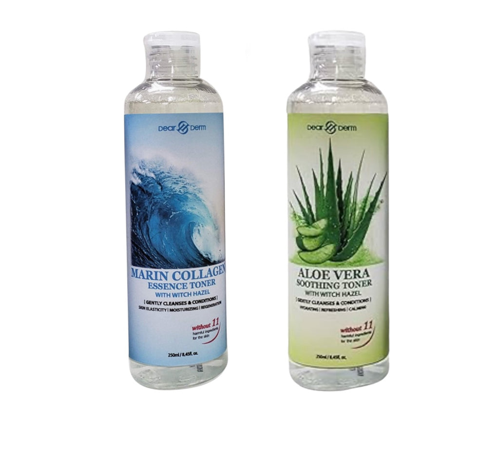 Dearderm Skincare Essence Face Toner 8.45fl.oz/250ml (with Witch Hazel) (Marine Collagen)(Aloe Vera)