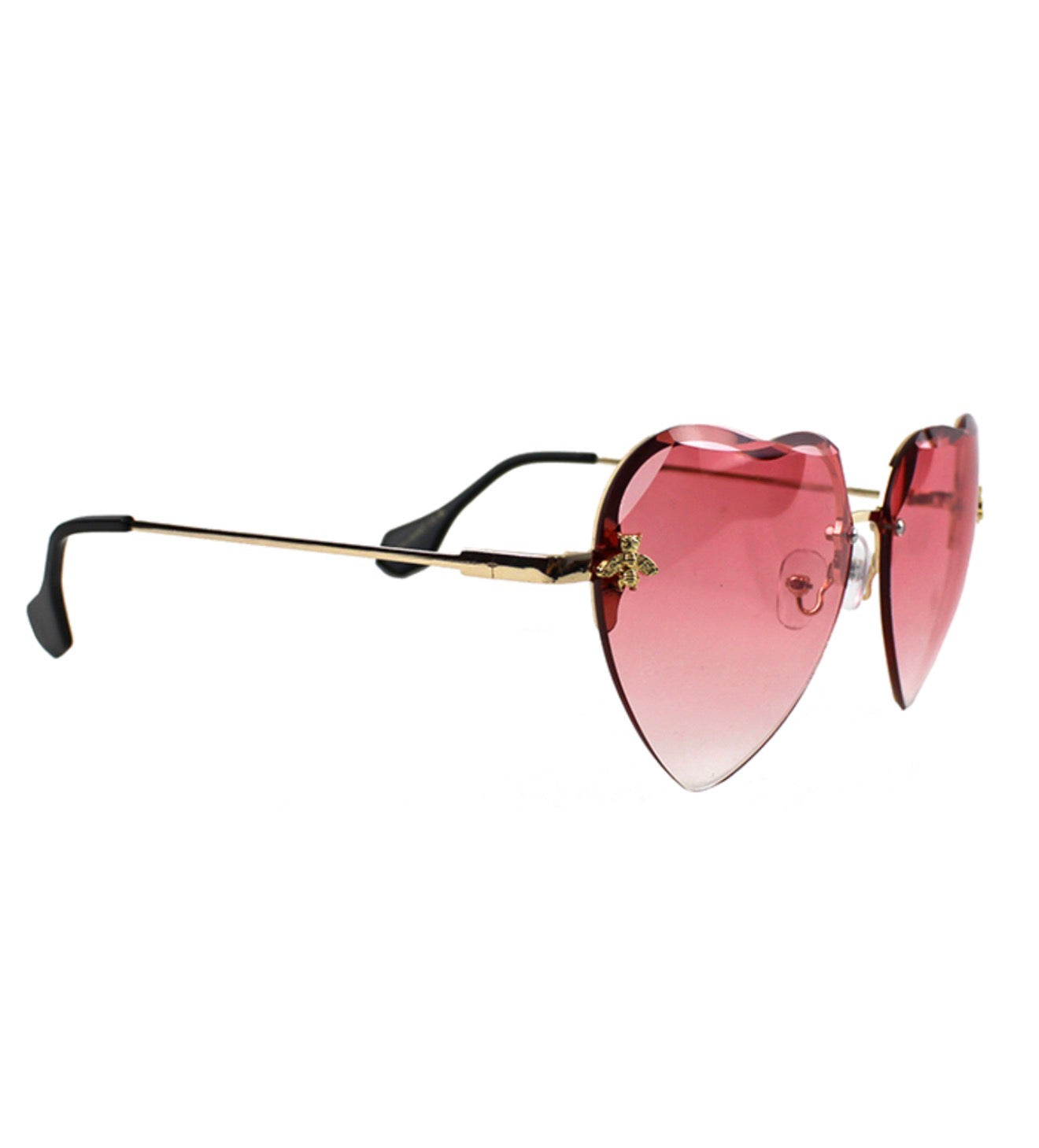 1xHeart Shaped Sunglasses Metal Frame Women Cute Aviator bee charm retro sunnies