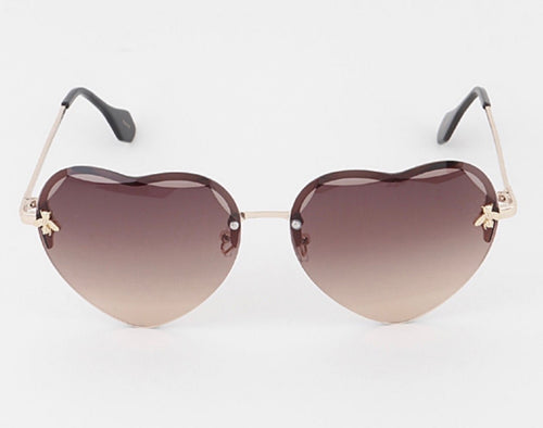 1xHeart Shaped Sunglasses Metal Frame Women Cute Aviator bee charm retro sunnies