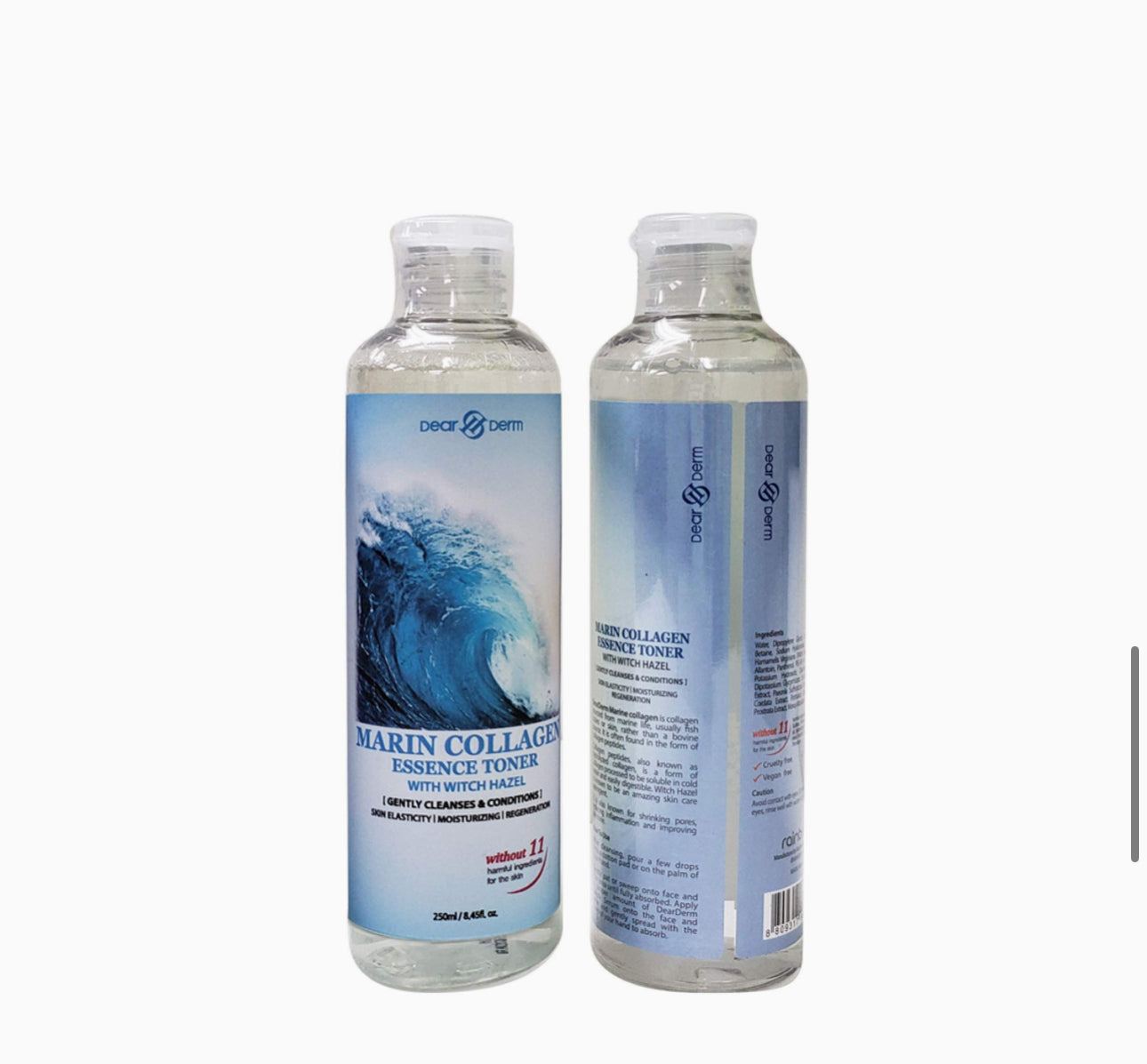 Dearderm Skincare Essence Face Toner 8.45fl.oz/250ml (with Witch Hazel) (Marine Collagen)(Aloe Vera)