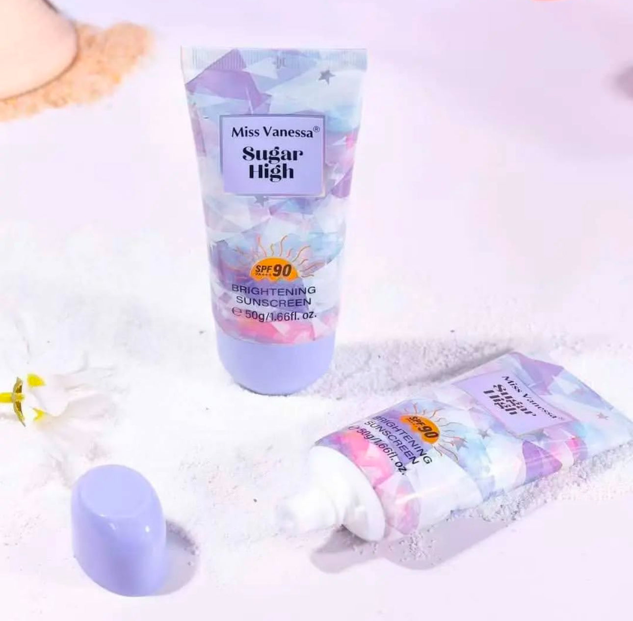2-Pc Miss Vanessa SPF 90 UVB+UVA Sugar High Brightening Sunscreen, rich in collagen,niacinamide,moisturizing, makeup primer