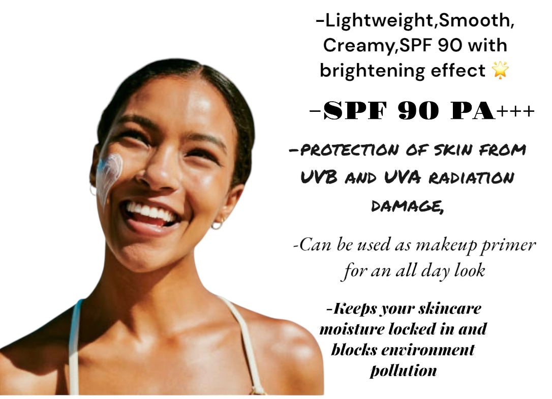 2-Pc Miss Vanessa SPF 90 UVB+UVA Sugar High Brightening Sunscreen, rich in collagen,niacinamide,moisturizing, makeup primer