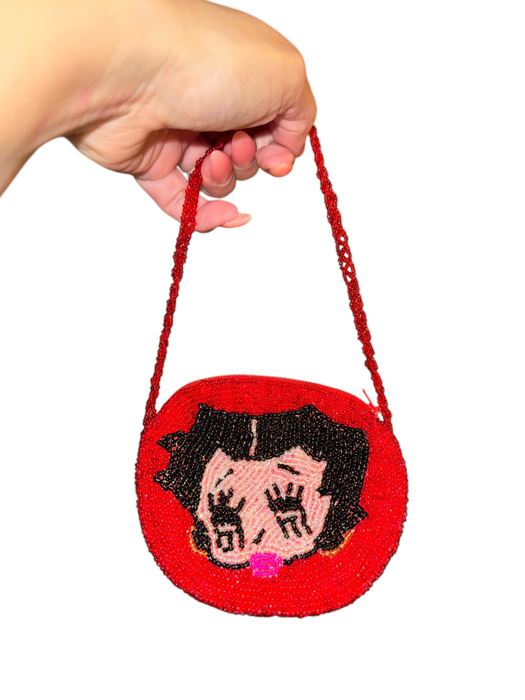 3-Pc Fashion Set,8x5in Glass beaded Purse Coin Purse,6x3in Hair Brush,and 6x4in Swivel Stand Mini Pristine Mirror Betty Boop Set