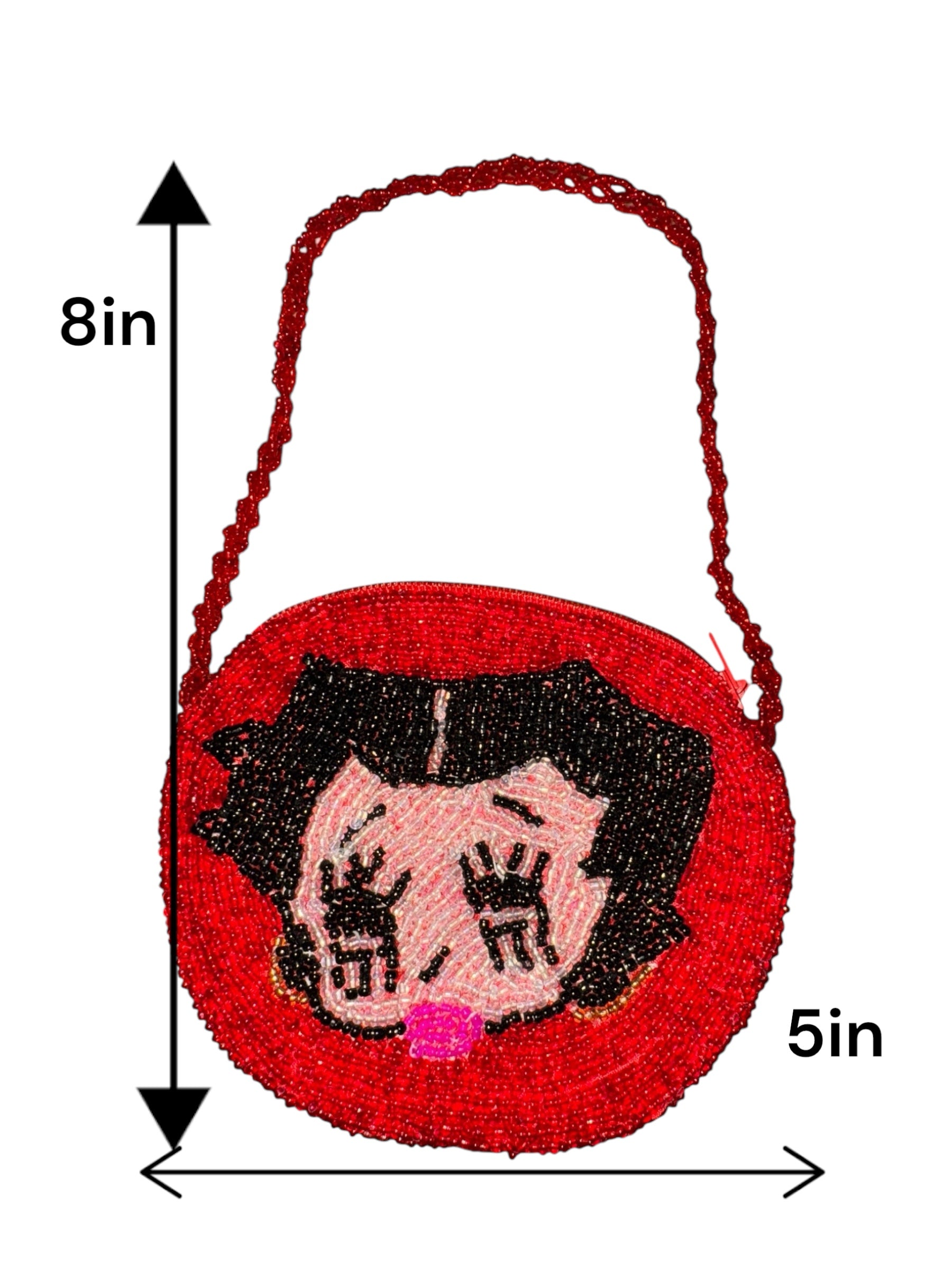 3-Pc Fashion Set,8x5in Glass beaded Purse Coin Purse,6x3in Hair Brush,and 6x4in Swivel Stand Mini Pristine Mirror Betty Boop Set