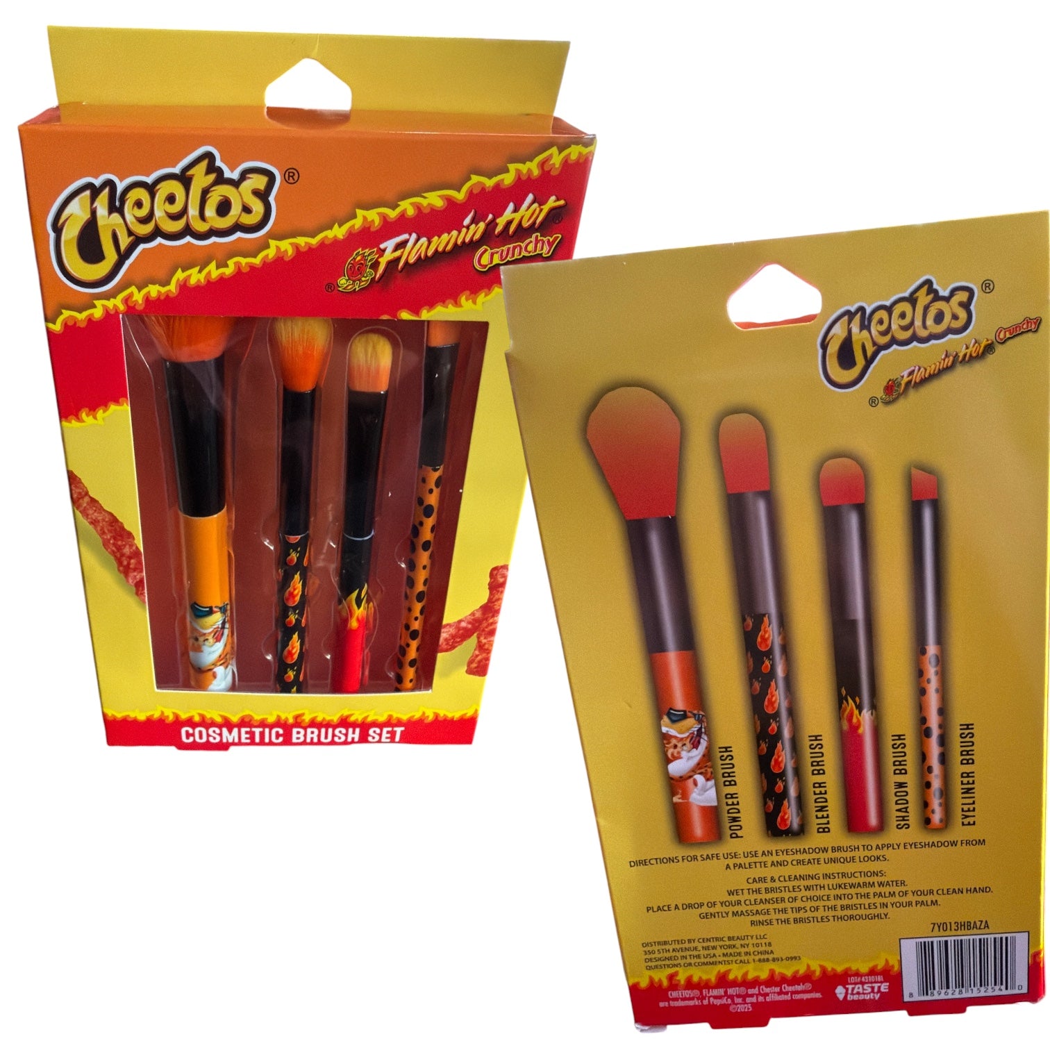 Flamin Hot Beauty 2X Set LIPGLOSS WANDS NET 0.04 FL. OZ.0.1 mL).| LIP GLOSS POT NET WT. 0.04 OZ. (.1 g).I LIP GLOSS COMPACT NET WT. Ö.IT OZ.(3.2 g). T LIP BALM NET WT. 0.12 OZ.(3.4 g) and 4-Pc Makeup brush set
